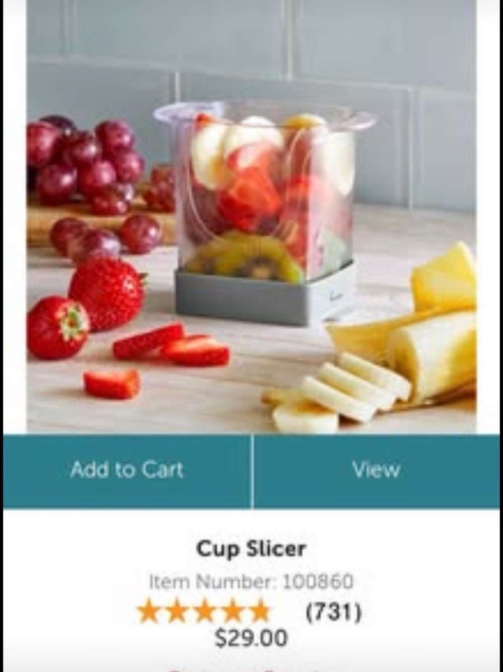 The Pampered Chef Cup Slicer - Clear Cup with Gray Base
